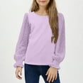 thumbnail image 3 of Iyufng Girls Tops Long Sleeve Solid Shirts Kids Cute Crewnecks Casual Blouses Round Neck, 3 of 6