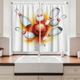 thumbnail image 2 of Ambesonne Bowling Kitchen Curtains, Red Ball Spread Pins, 55"x45", Red Orange White, 2 of 3