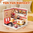 thumbnail image 3 of ROBOTIME DIY Miniature Dollhouse Super Creator-Yum Yum Burgers Plastic Building Set Toys Playset Gifts for Teens Adults, 3 of 9
