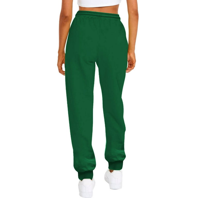 Ovticza Athletic Works Cinched Sweatpants Women Solid Color Clearance  Drawstring High Waist Women's Dress Baggy Pants with Pockets Loose Fit  Comfy Elastic Waist Fleece Jogger Pants Dressy Green M 