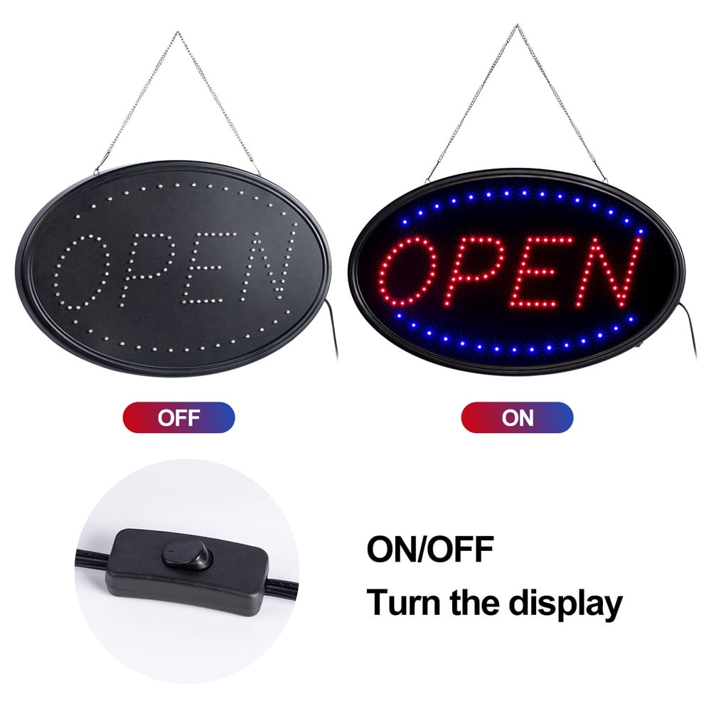 LED Open Sign 19x10 Inch Bright Flashing Business Sign for Window, Wall, Shop, Bar, Restaurant, Hotel – Two Modes, Energy Efficient, Durable, Easy Mounting, Eye-Catching Display Light