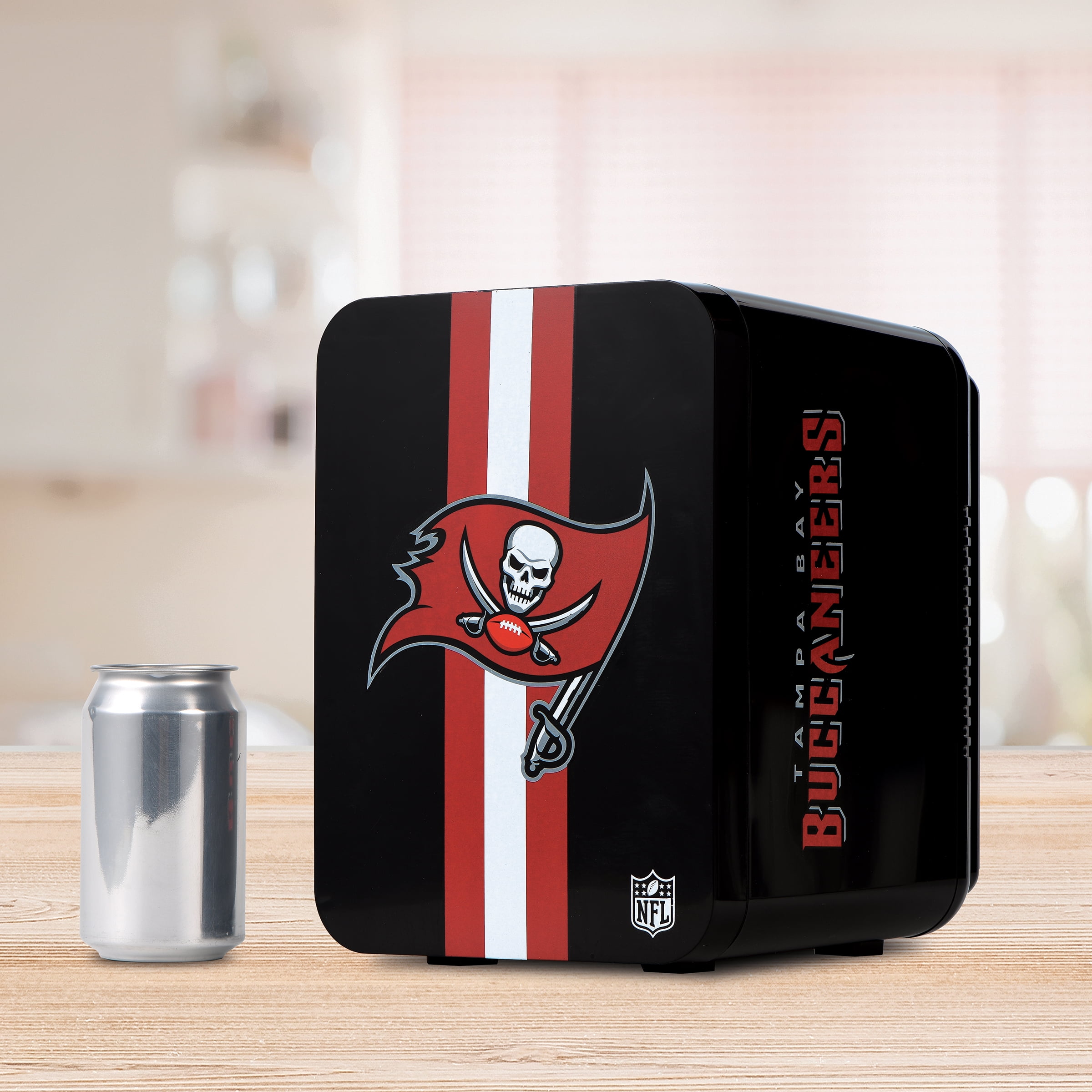 NFL Tampa Bay Buccaneers Mini Fridge, Black, 4L, 6 Cans