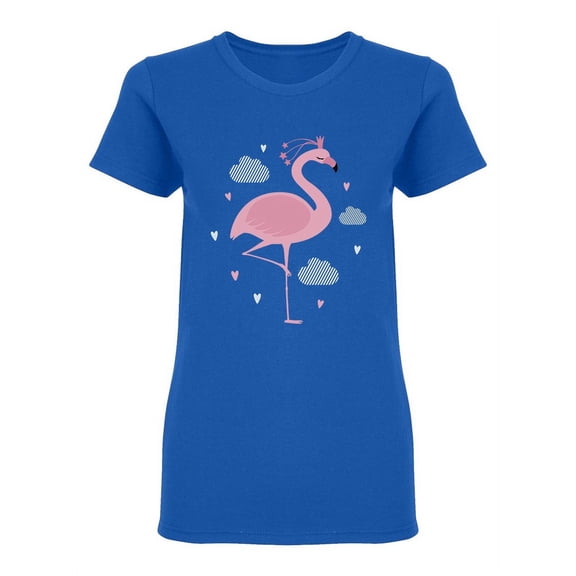 Pink Flamingo With A Crown Shaped T-Shirt Women -Image by Shutterstock, Female Small