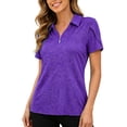 thumbnail image 6 of GUACER Quarter Zip Polo Shirts for Women Short Sleeve Heathered Golf Tennis Tops Casual Activewear Work Blouses, 6 of 7