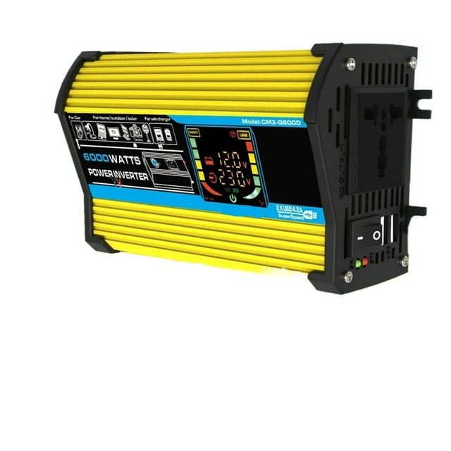 6000W Car Inverter Modified Sine Wave Voltage Transformer Power Converter LCD Display Dual USB Port ,Easy to Use