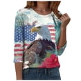 thumbnail image 4 of GEWSEY 4Th of July Shirts Women 3/4 Sleeve Crewneck Cute Shirts Casual Print T Shirt (Blue, XL), 4 of 8