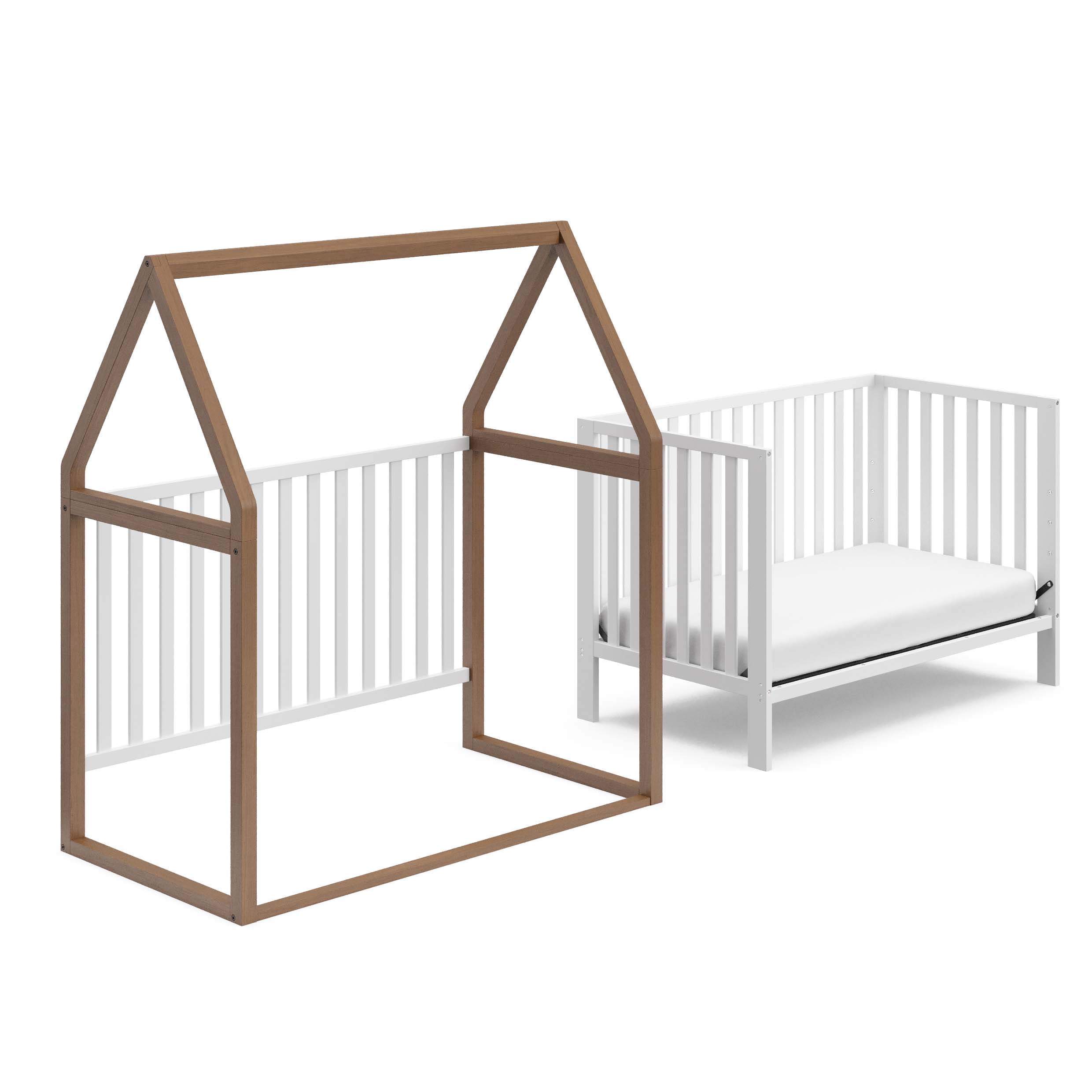 Storkcraft Orchard 5-in-1 Convertible Baby Crib, White/Hazelnut