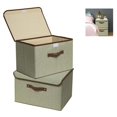 thumbnail image 1 of Storage Boxes, [3-Pack] Large Linen Fabric Foldable Storage Cubes Bin Box Containers Storage Bins with Lid and Handles for Nursery, Closet, Bedroom, Home - Blue, 1 of 8