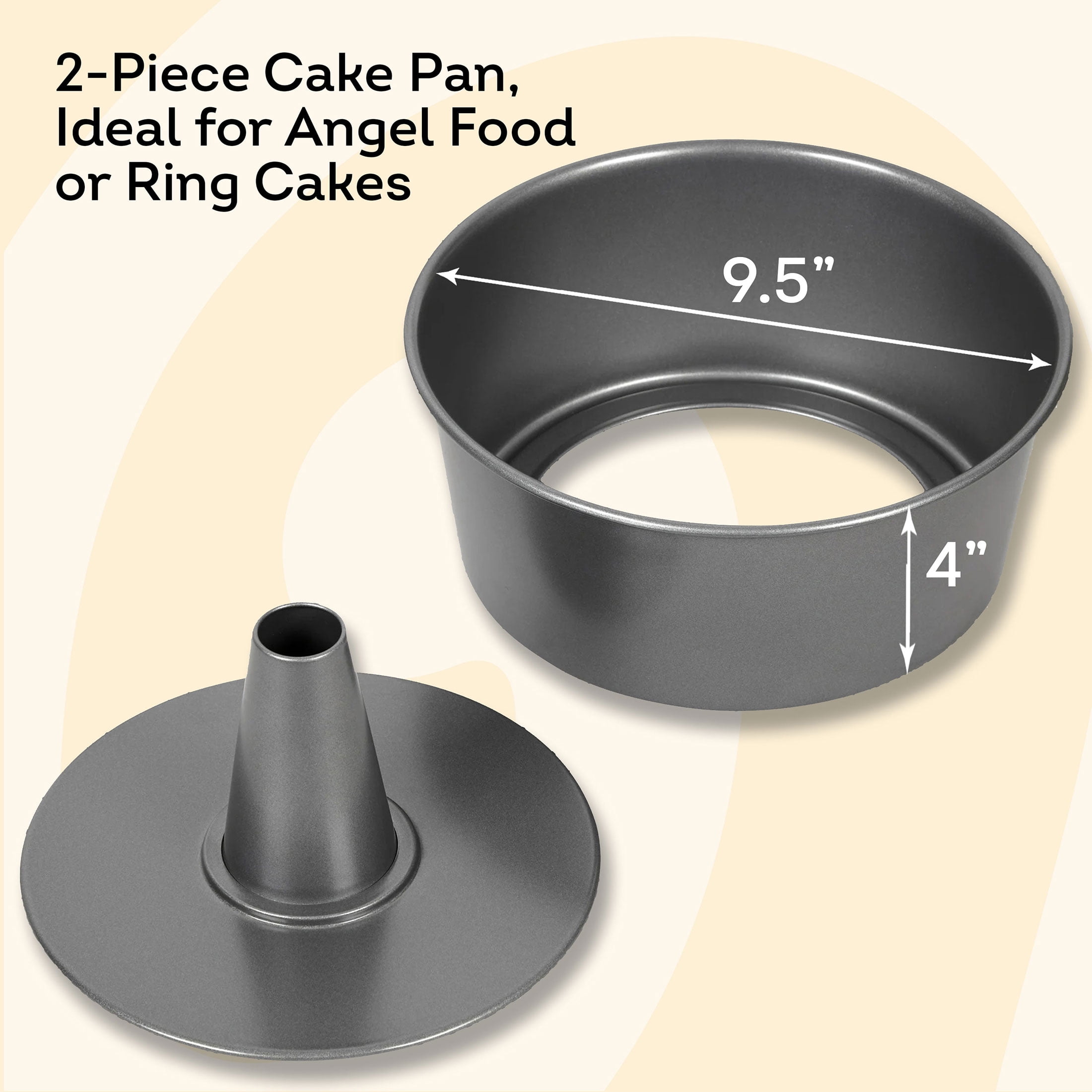 Wilton Premium Non-Stick Angel Food Cake Pan 9.5 x 4-inch Fluted Tube Baking Pan, Packaging May Vary