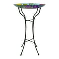 thumbnail image 3 of Northlight 18” Multi-Colored Hand Painted Glass Floral Pattern Outdoor Patio Bird Bath, 3 of 8