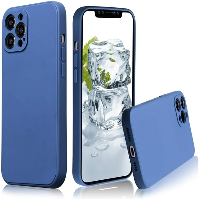 iPhone 12 Pro Max Case with Protection Camera Lens Liquid Silicone for iPhone 12 Pro Max Case Gel Rubber Shockproof Case Full-Body Protection Soft Anti-Scratch Microfiber Lining 6.7 inch (Navy Blue)