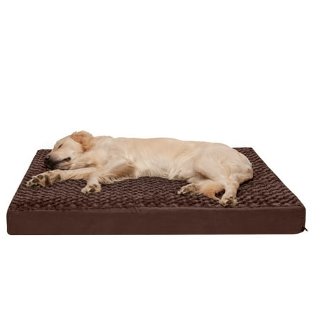 UPC: 0842229125610 | FurHaven Pet Products Ultra Plush Deluxe Full Support Solid Orthopedic Foam Pet Bed for Dogs & Cats – Chocolate  Jumbo