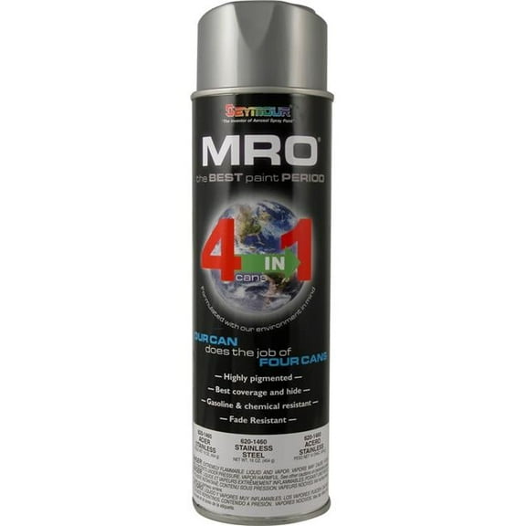 Seymour 20 oz MRO Industrial High Solids Spray Paint, Stainless Steel - Pack of 6