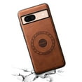 thumbnail image 2 of Phone Case for Google Pixel 8, Strong Magnetic Compatible with Mag-Safe, Vintage PU Leather Men Women Cover, Non-Slip Grip Shockproof Protective Bumper Case for Google Pixel 8, Brown, 2 of 4