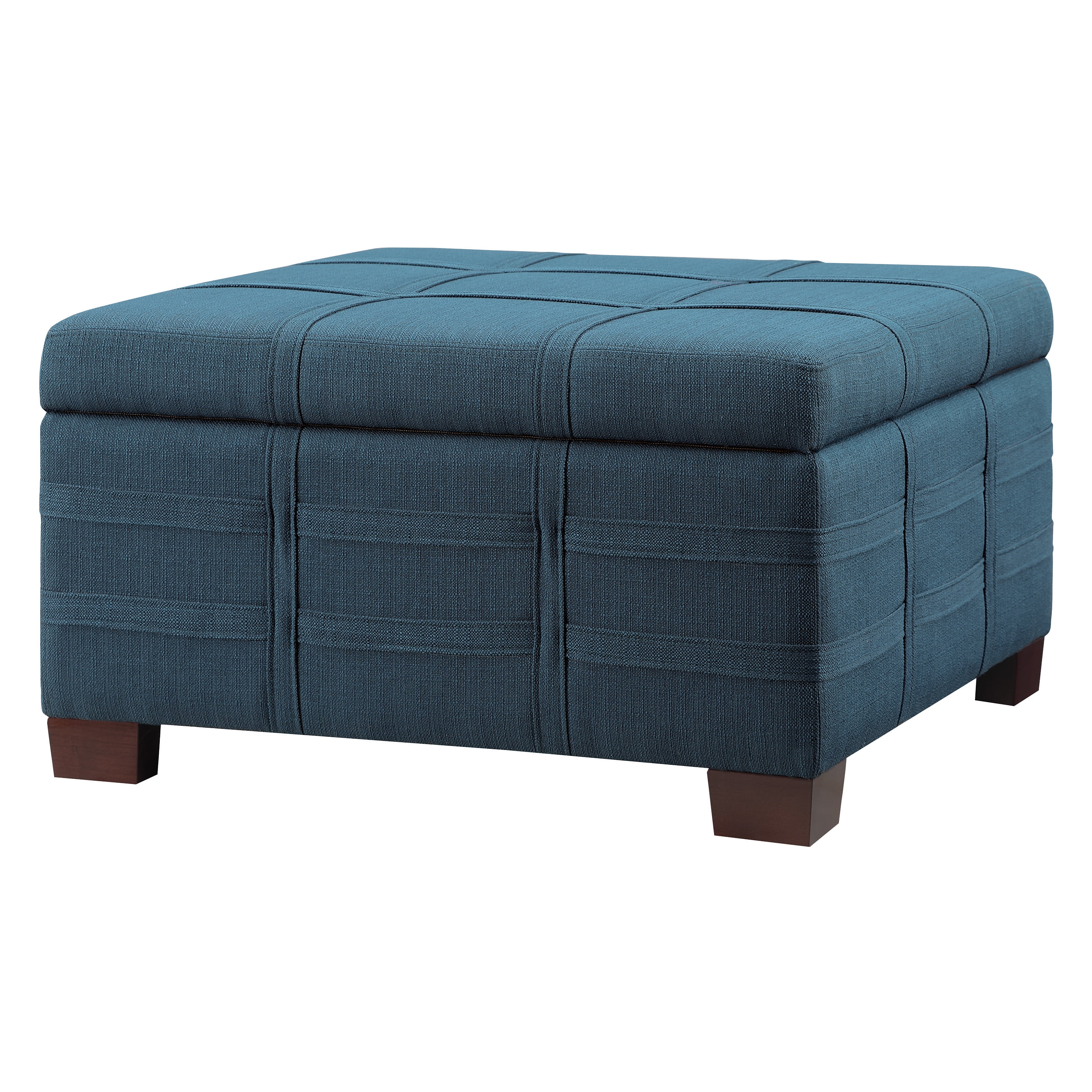 OSP Home Furnishings Storage Ottoman – Inspired By Bassett, Circular Ottoman With Tray Top, Espresso Legs, Extra Seating