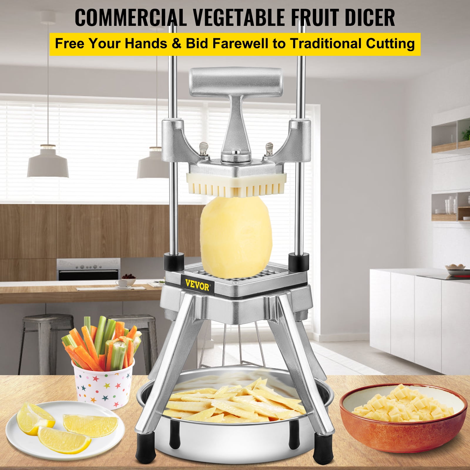 VEVOR Commercial Chopper Commercial Vegetable Dicer 1/4-Inch Commercial Food Chopper