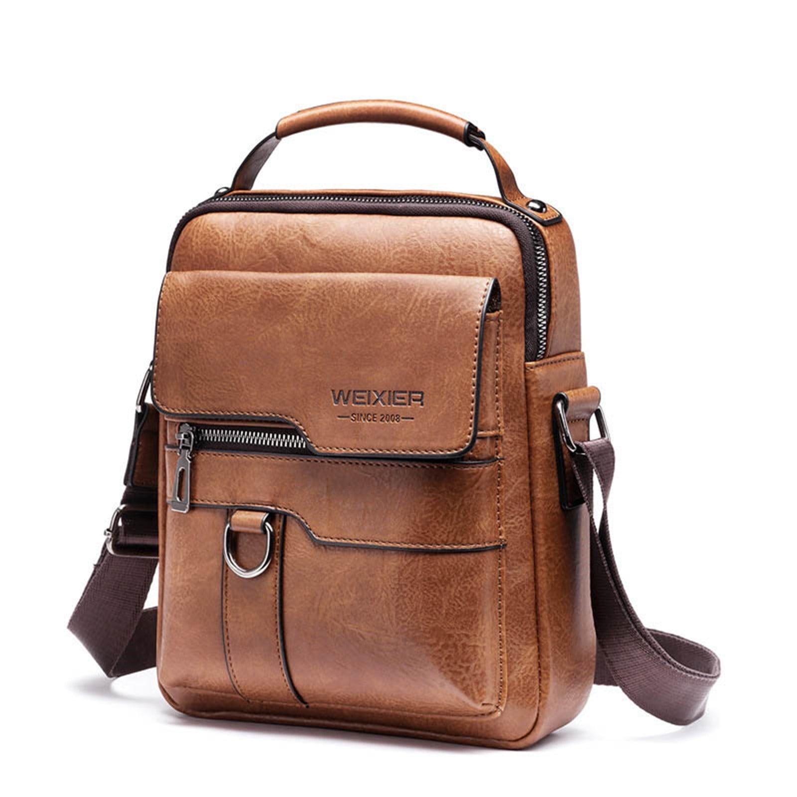 Clearance Storage Crossbody Bag Men's Shoulder Bag Vintage Leather Vertical Hand Business Men's Casual Leather Bag Satchel Bag For Men Gift For Father /Anniversary, Storage Containers for Home