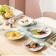 thumbnail image 7 of VEWEET, Series Zoey, 24-Piece Porcelain Dinnerware Set, Ivory White Black Decals Dinner Set, Service for 6, 7 of 7