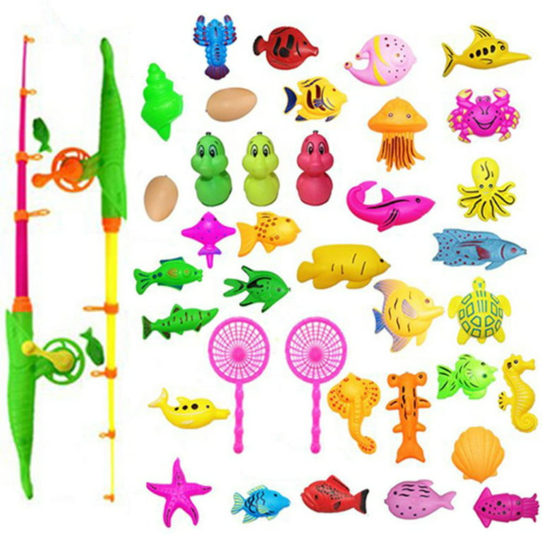 Magnetic Fishing Pool Toys Game for Kids - Water Table Bathtub Toy with  Pole Rod Net Plastic Floating Fish for 3 4 5 6 Year Old
