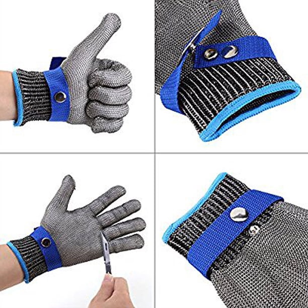 Teissuly Cut Resistant Glove, Stainless Steel Mesh Metal Glove, Food Grade for Kitchen Cooking, Butcher Meat Cutting, Oyster Shucking, Mandoline, Fishing Teissuly WER202312142273