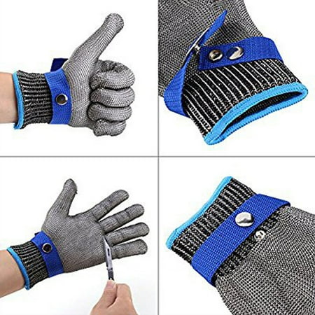 

XINKAIRUN Safety Cut Proof Stab Resistant Stainless Steel Gloves Metal Mesh Butcher (Buy 2 Get 3) Blue