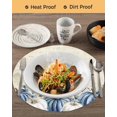 thumbnail image 3 of 13 Inch Round Placemats Set of 4, Fall Blue Non Slip Heat Insulation PP Table Mats, Thanksgiving White Pumpkin Vintage Eucalyptus Washable Place Mats for Kitchen Dining Party Table Decor, 3 of 7