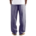 thumbnail image 5 of Horkkom Linen Pants Men Elastic Waist Striped Pants Summer Breathable Loose Casual Pants with Pockets XXL, 5 of 9