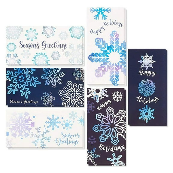 BEST PAPER GREETINGS Money Envelopes for Cash Gifts - 36 Pack, 3.6 x 7.25 Inch, Snowflake Winter Designs - Money Card Holder