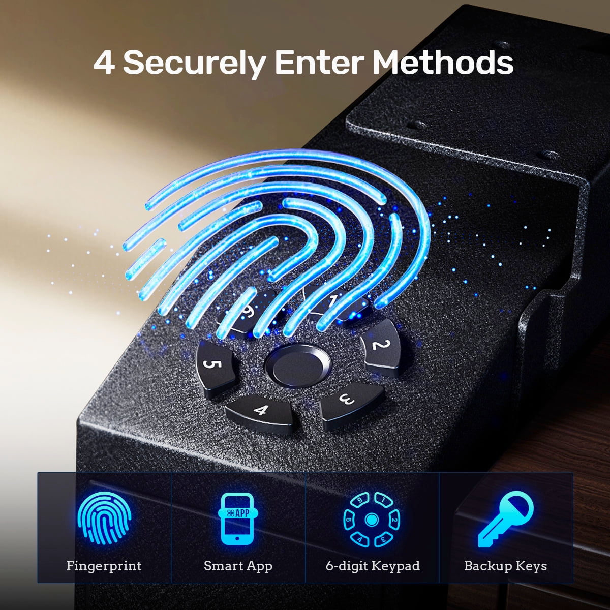 Gun Safe,Blacksmith Biometric Gun Safe for Pistol with APP Control and Fingerprint,Wall Mounted Handgun Pistol Safe Quick Access Auto Sliding Gun Locker Box,Black