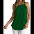 thumbnail image 2 of Camisola Plisada para Mujer, Tirantes Finos, Cuello Halter, Dobladillo Curvo, Moda 2025, Verde, XL, 2 of 9