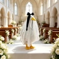 thumbnail image 6 of Eolstice Porch Goose Wedding Outfit Set, Bowknot White Lace Dress Figurine Clothes, Rustic Romantic Summer Bridal Farmhouse Porch Goose Decor Accessories,White, 6 of 8