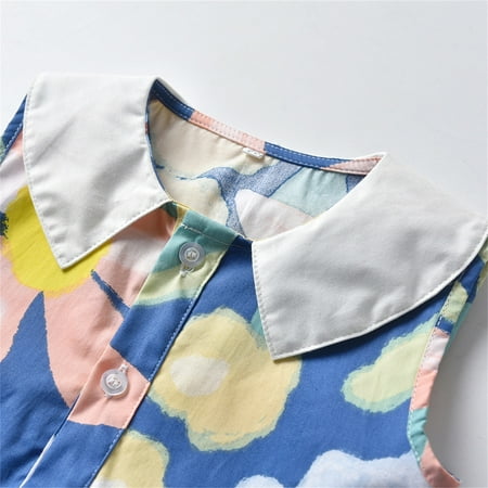 

PEASKJP Spring Dresses for Girls 2023 Summer Toddler Girls Chiffon Flowy Floral Floral Princess Formal Dress Fit Flare Girls Dress Blue 2-3 Years