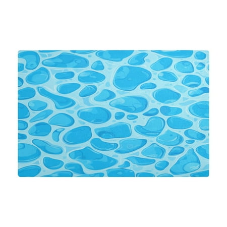 

PU Leather Kitchen Drying Mat with Silica Gel Core Coffee Bar Pad Dual-Sided Absorbent Non-Slip for Kitchen Counter Blue Water Texture Pattern