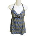 thumbnail image 2 of Tropical Escape Womens Blue & Black Print Halter 1 Piece Swimsuit Swim Dress 6, 2 of 2