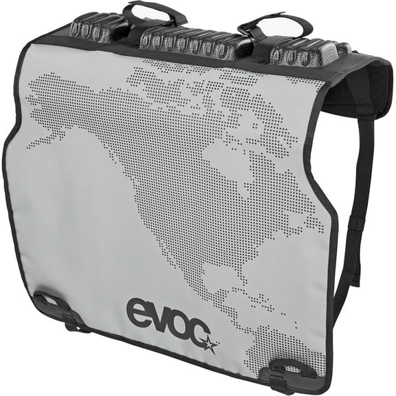EVOC Tailgate PAD Duo for Bike Transport in The Pickup (Bike Carrier Without Trailer Coupling, Fixation of 2 Bikes, Access to Tailgate Lever, Bike & Tailgate Protection), Stone Grey