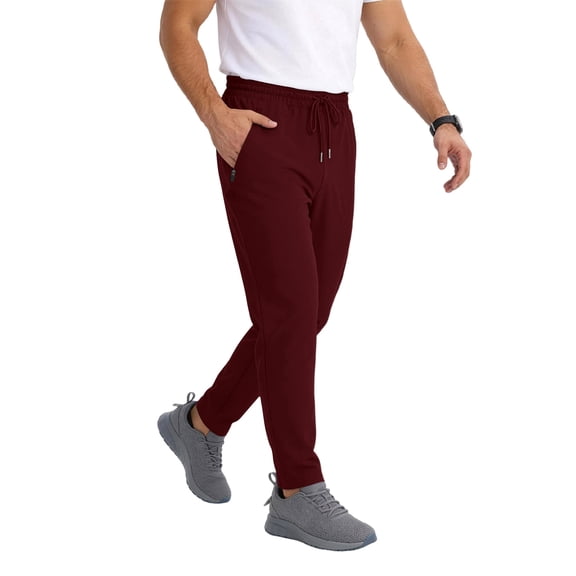 Domuza Lightweight Hiking Pants Men Elastic Wasit Drawstring Fishing Athletic Pants 2026 New Outdoor Running Workout Track Pants Wine 3XL