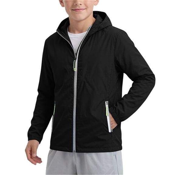 Edvintorg Boys Jacket Lightweight Outerwear Cute Long Sleeve Casual Hooded Windproof Jackets Coat with Zipper School Wear 3-12Y