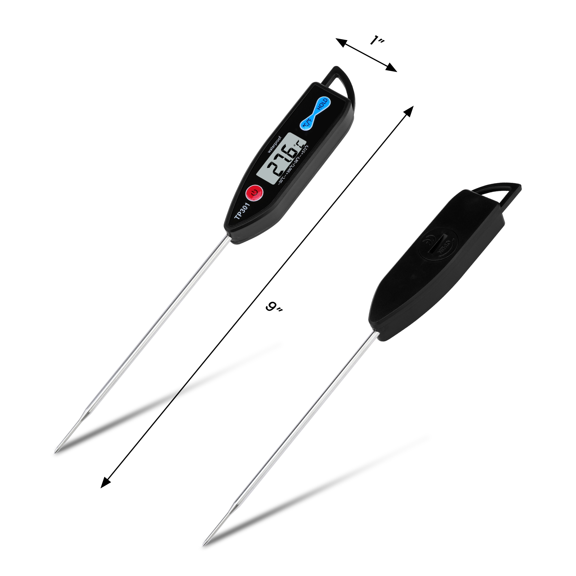 Unique Bargains Digital Instant Read Food Thermometer Black 9.0x1 Inch