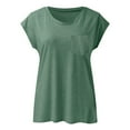 thumbnail image 3 of YEJIMAN Short Sleeve T-shirt, Green Button Down Shirt Women, Short Sleeves V Neck Plain Color Soft Loose Fitting Summer T Shirts Women,, 3 of 5