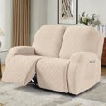 thumbnail image 5 of KINCAM Loveseat Recliner Cover 2-Pieces,Stretch Reclining Couch Cover with Pockets Daily Furniture Protection,Light Beige, 5 of 8