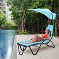 thumbnail image 2 of Mcombo Outdoor Chaise Lounge Chair W/Adjustable Canopy 4097（Turquoise）, 2 of 8
