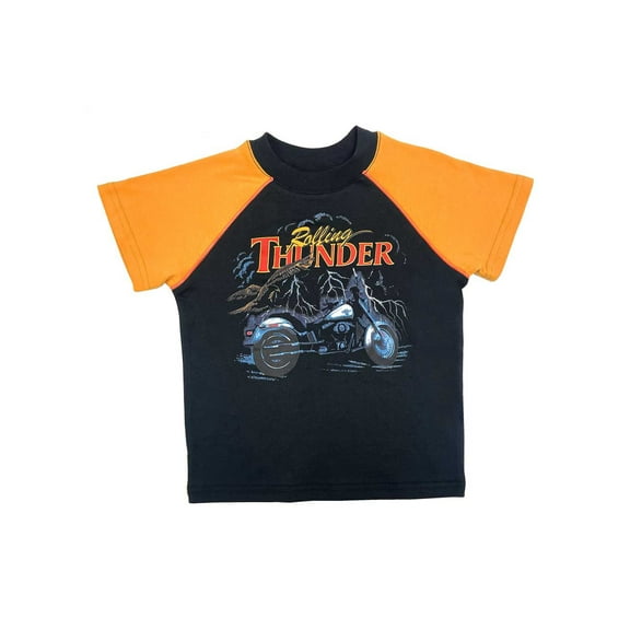 Harley-Davidson Little Boys' Thunder Short Sleeve Knit Raglan Shirt, Black (4/5), Harley Davidson
