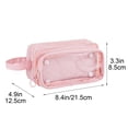 thumbnail image 3 of Minimalist Transparent Large Capacity Pencil Pouch, Slim Portable Waterproof Fabric Stationery Organizer Bag for Students Office Travel, 21.5x12.5x9cm, 1 Pack, 3 of 7