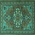 thumbnail image 1 of Ahgly Company Machine Washable Indoor Square Persian Turquoise Blue Traditional Area Rugs, 8' Square, 1 of 4