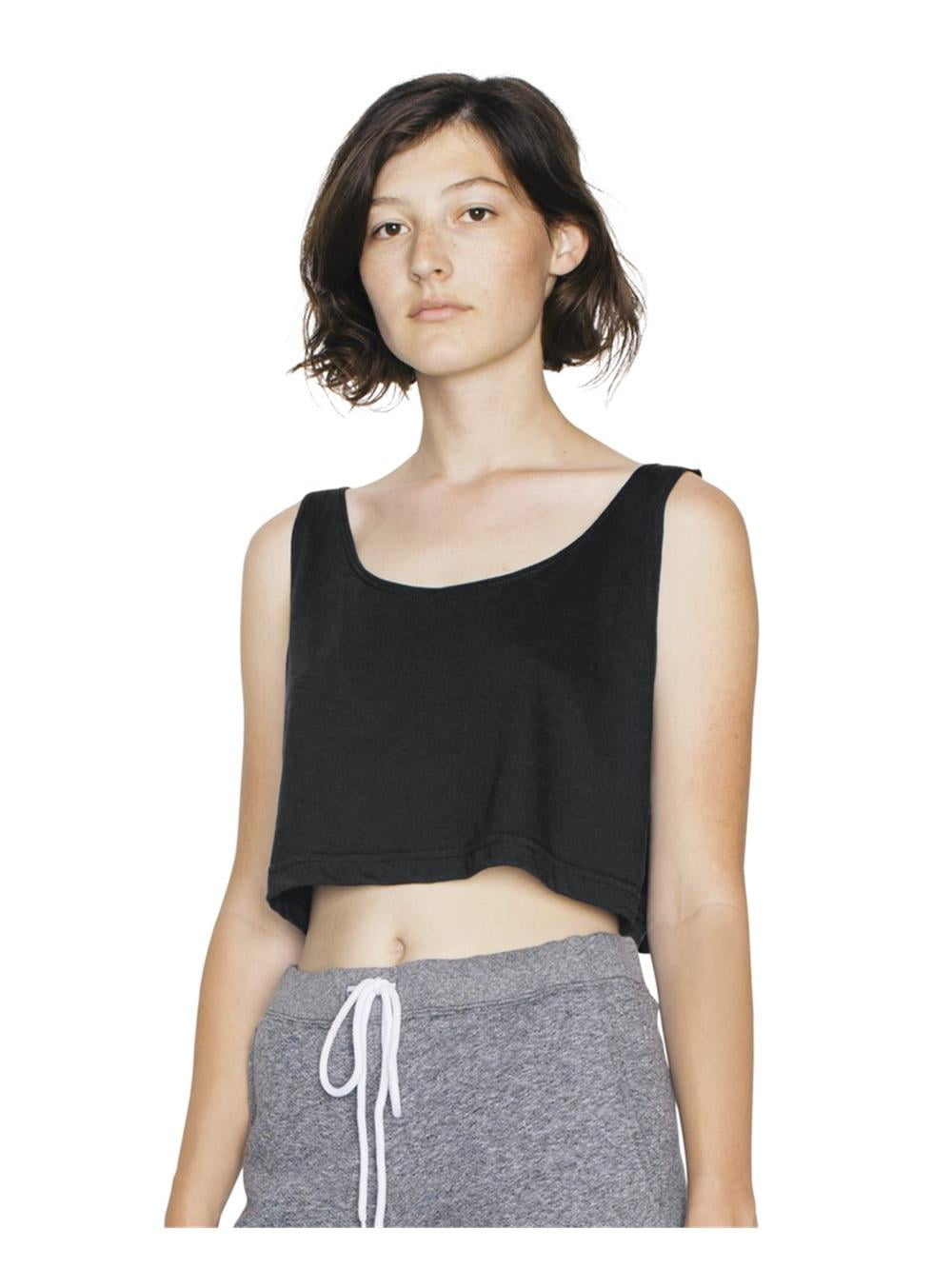 American Apparel Women's PolyCotton Loose Crop Tank Top BLACK OS