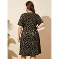 thumbnail image 7 of SHOWMALL Women's Plus Size Dress, Crossover Wrap V Neck Summer Dress with Pockets, Classic Leopard Brown 3X Elastic High Waist A-Line Casual Party Work Dress, 7 of 7