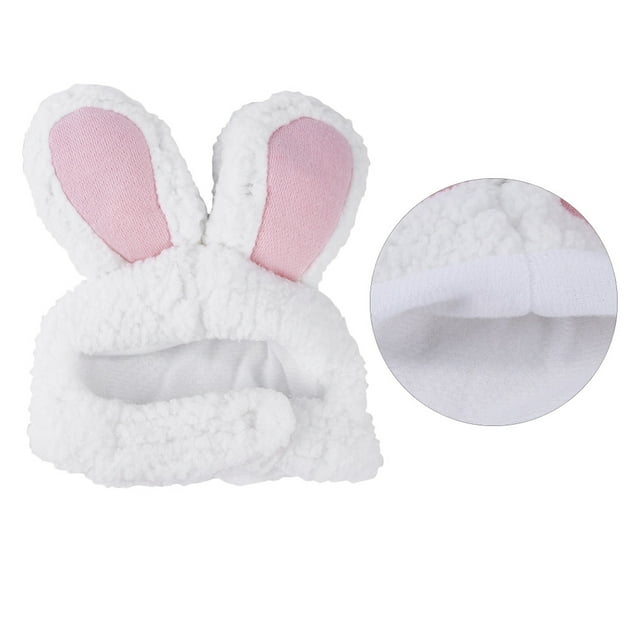 HINTRMENT Pet Costume Accessories 2Pcs Rabbit Ear Hat for Cat in White and Pink