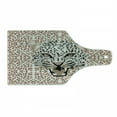 thumbnail image 1 of Modern Cutting Board, Roaring Leopard Portrait with Rosettes Wild Animal Big Cat Graphic, Decorative Tempered Glass Cutting and Serving Board, Wine Bottle Shape, Cocoa Beige Black, by Ambesonne, 1 of 1
