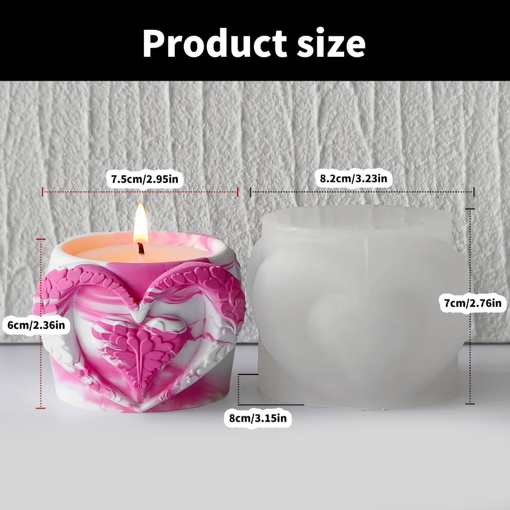 Aurgiarme Candle Cup Mold Heart Shape Planter Moulds for Crafting Unique Candle Cup Suitable for Handmade Candle Cup