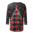 thumbnail image 5 of asdoklhq Christmas Womens Christmas Tops Women's Fashion Casual Color Letters Printing Round Neck 3/4 Sleeve T-shirt Blouse Multicolor 3X, 5 of 5